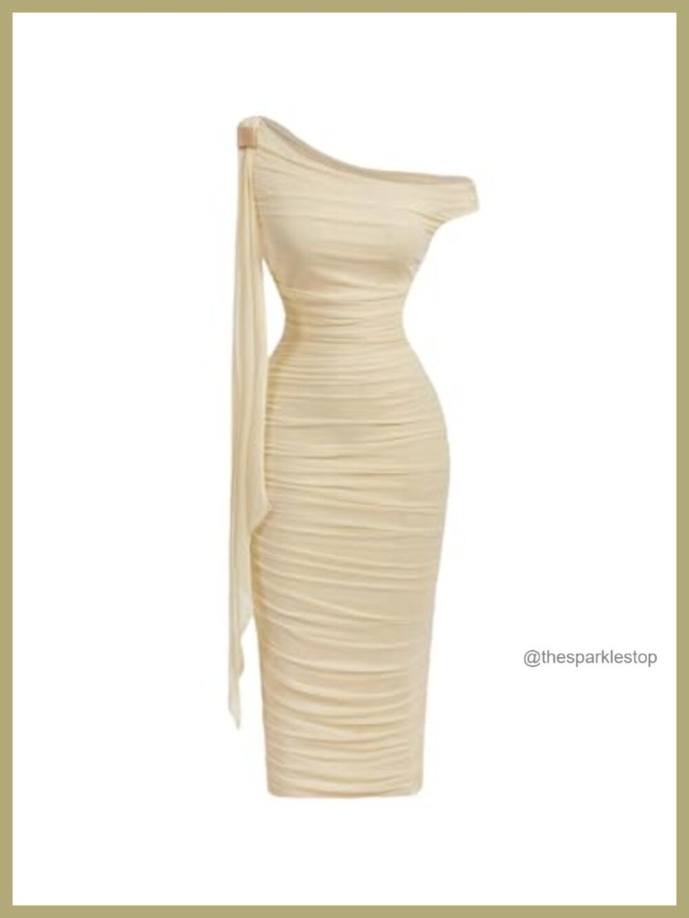 Off Shoulder Midi Bodycon Dress Sleeveless Ruched Party